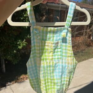 Like new me and Henry Gingham One-Piece Romper in Pastel Blue & Light Green